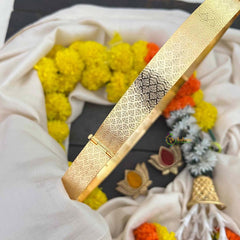 Vriksham Divine Gaj Lakshmi AD Stone Pendant With Honeycomb Texture Hipblet-Gold Bead-G22223