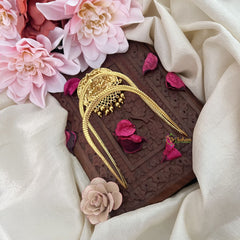 Vriksham Gold Look Alike Lakshmi With Dual Peacock Vangi /Armlet-Red Green-Gold Bead-G18515