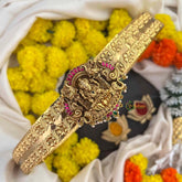 Vriksham Dual Peacock Lakshmi Pendant With Flower Texture Hipblet-Green Bead-G22226