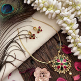 Vriksham Designer Floral Pendant Neckpiece-Red Green-G19236