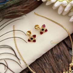 Vriksham Designer Floral Pendant Neckpiece-Red Green-G19236