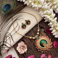 Vriksham Alike Lotus Lakshmi Pendant Neckpiece-G19233