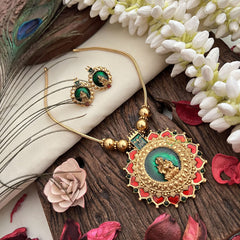 Vriksham Alike Lotus Lakshmi Pendant Neckpiece-G19233