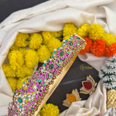 Vriksham Antique Gold Finish Peacock & Floral Bridal Hipblet-Red Green & White-Gold Bead-G22215