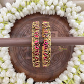 Vriksham Designer Lotus Leaf Crystal Detailing Bangles-Pink-G20873