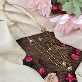 Vriksham Premium AD Stone Pendant Chain Neckpiece-Red White & Green Lotus -G18506