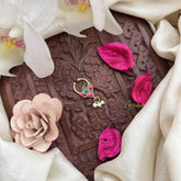 Vriksham Lotus Classic Kundan & Pearl Septum Ring-Green Red-G20189