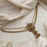 Premium Lakshmi Jada Bun Billai with Golden Pearl Maatil-Red Beads-G13170