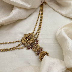 Premium Lakshmi Jada Bun Billai with Golden Pearl Maatil-Red Beads-G13170