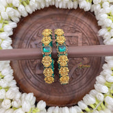 Vriksham Graceful Gold Lakshmi & Green Crystal Stone Bangles-G20878