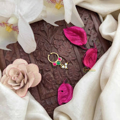 Vriksham Vintage Style Septum Ring & Pearls-Green Red-G20181