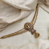 Bridal Peacock Jada Bun Billai with Pearl Maatil-Red White-G13141