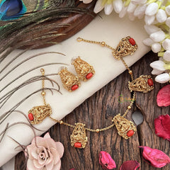 Vriksham Traditional Gold With Coral & Deity Pendant Neckpiece-G19237