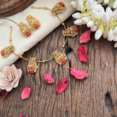 Vriksham Traditional Gold With Coral & Deity Pendant Neckpiece-G19237