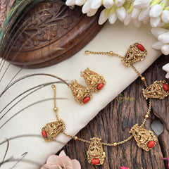 Vriksham Traditional Gold With Coral & Deity Pendant Neckpiece-G19237