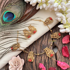 Vriksham Traditional Gold With Coral & Deity Pendant Neckpiece-G19237