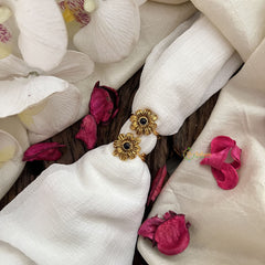 Vriksham Premium AD Stone Toe Rings-Double Flower-Dark Blue Stone-G18499