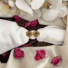 Vriksham Premium AD Stone Toe Rings-Double Flower-Dark Blue Stone-G18499