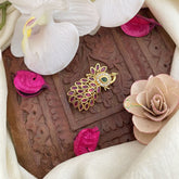 Vriksham AD Stone Peacock With Feather Saree Pin-Saree Brooch-G17327