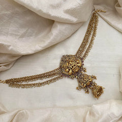 Premium Mayil Lakshmi Jada Bun Billai with Pearl Maatil-Red-G13135