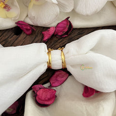 Vriksham Premium AD Stone Toe Rings-Double Flower-Dark Blue Stone-G18499