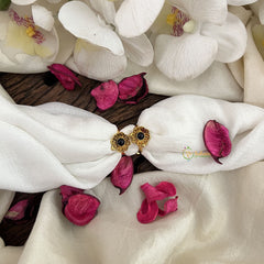 Vriksham Premium AD Stone Toe Rings-Flower-Dark Blue Stone-G18500