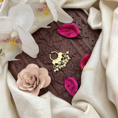 Vriksham Gold-Plated Red Green Kundan & Pearl Nose Septum-G20172