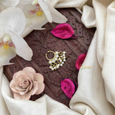 Vriksham Gold-Plated White Kundan & Pearl Nose Septum-G20171