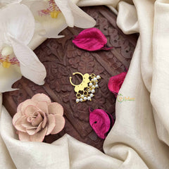 Vriksham Gold-Plated White Kundan & Pearl Nose Septum-G20171