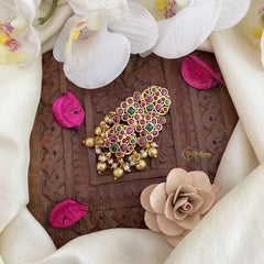 Vriksham Dual Peacock Kemp Stone Saree Pin-Saree Brooch-Gold Bead-G17325