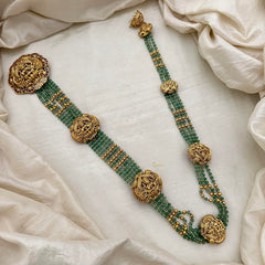 Premium Multilayer Lakshmi Jada Billai Bridal Hair Accessory-Pastel Green Beads-G13126