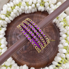 Vriksham Star Gold-Toned Crystal Bangles-Lavender-G20897