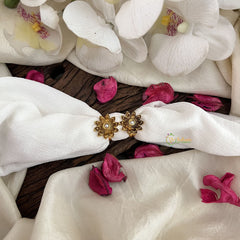 Vriksham Premium AD Stone Flower Toe Rings-Pearl-G18501