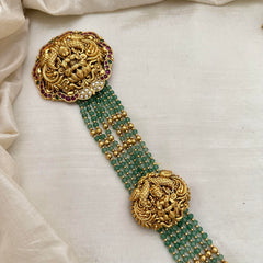Premium Multilayer Lakshmi Jada Billai Bridal Hair Accessory-Pastel Green Beads-G13126