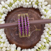 Vriksham Star Gold-Toned Crystal Bangles-Lavender-G20897