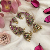 Vriksham Swarna Mayura Heritage Peacock Jhumkas With Ear Cuffs-Gold Bead-Pearl-G20193