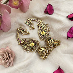 Vriksham Swarna Mayura Heritage Peacock Jhumkas With Ear Cuffs-Gold Bead-Pearl-G20193