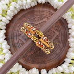 Vriksham Lakshmi Red Floral Stone Bangles-G20883