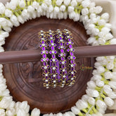 Vriksham Floral Statement Gold-Toned Crystal Bangles-Lavender-G20899