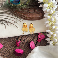 Vriksham Elegant Golden Lakshmi Coin Earring-Gold Bead-G19253