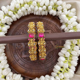 Vriksham Graceful Gold Lakshmi & Pink Crystal Stone Bangles-G20886