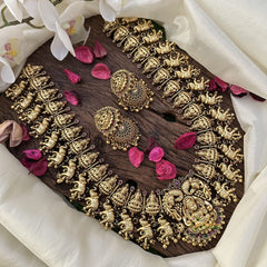 Vriksham Lakshmi with Elephant Long Neckpiece-Gold Beads-G16146