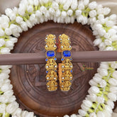 Vriksham Graceful Gold Lakshmi & Blue Crystal Stone Bangles-G20887