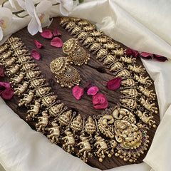 Vriksham Lakshmi with Elephant Long Neckpiece-Gold Beads-G16146