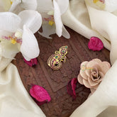 Vriksham Unique Red Green Kemp Stone Saree Pin-Saree Brooch-G17331