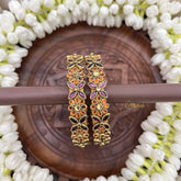 Vriksham Floral Festive Gold-Toned Crystal Bangles-Orange & Lavender-G20888