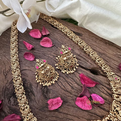 Vriksham Gold Look Alike Lakshmi Neckpiece-Red-G16142