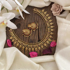 Vriksham Gold Look Alike Designer Neckpiece-Red Green-G17223