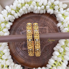 Vriksham Golden Lakshmi With Leaf Style Floral Stone Bangles-G20929