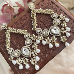 Vriksham Designer Pearl Embellished ChandBali Festive Earrings -G20126